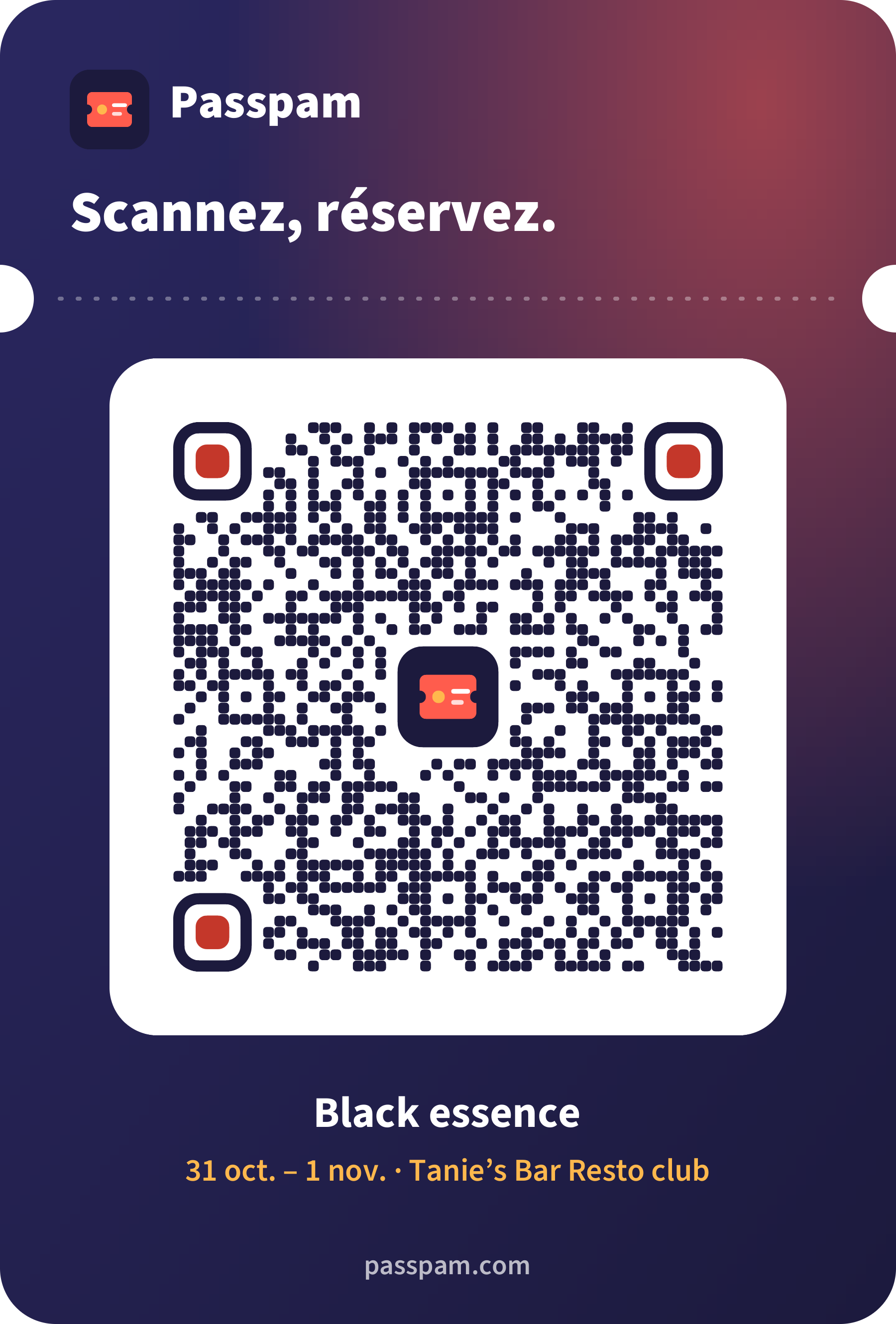 QR code de l’événement, à scanner pour réserver