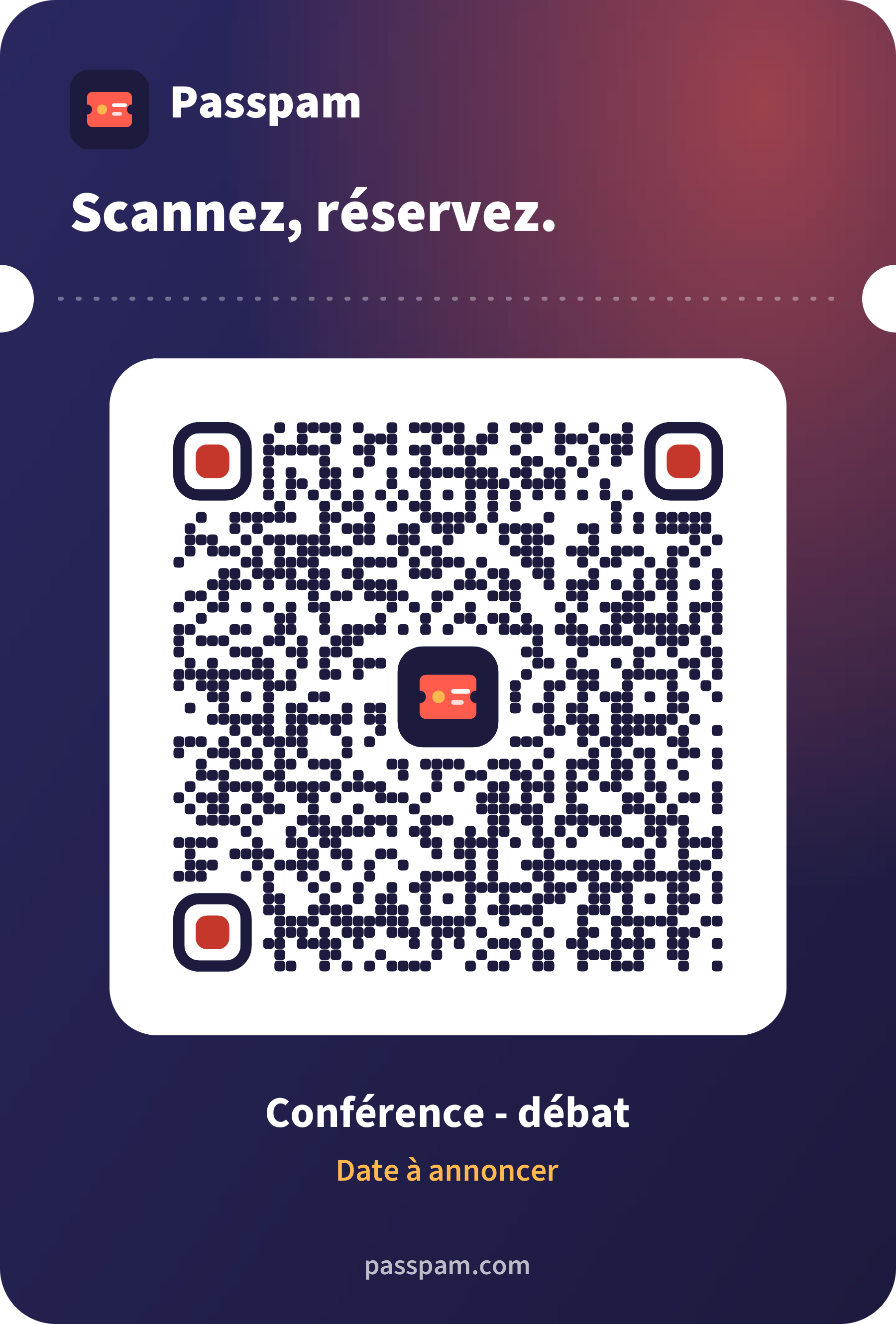 QR code de l’événement, à scanner pour réserver