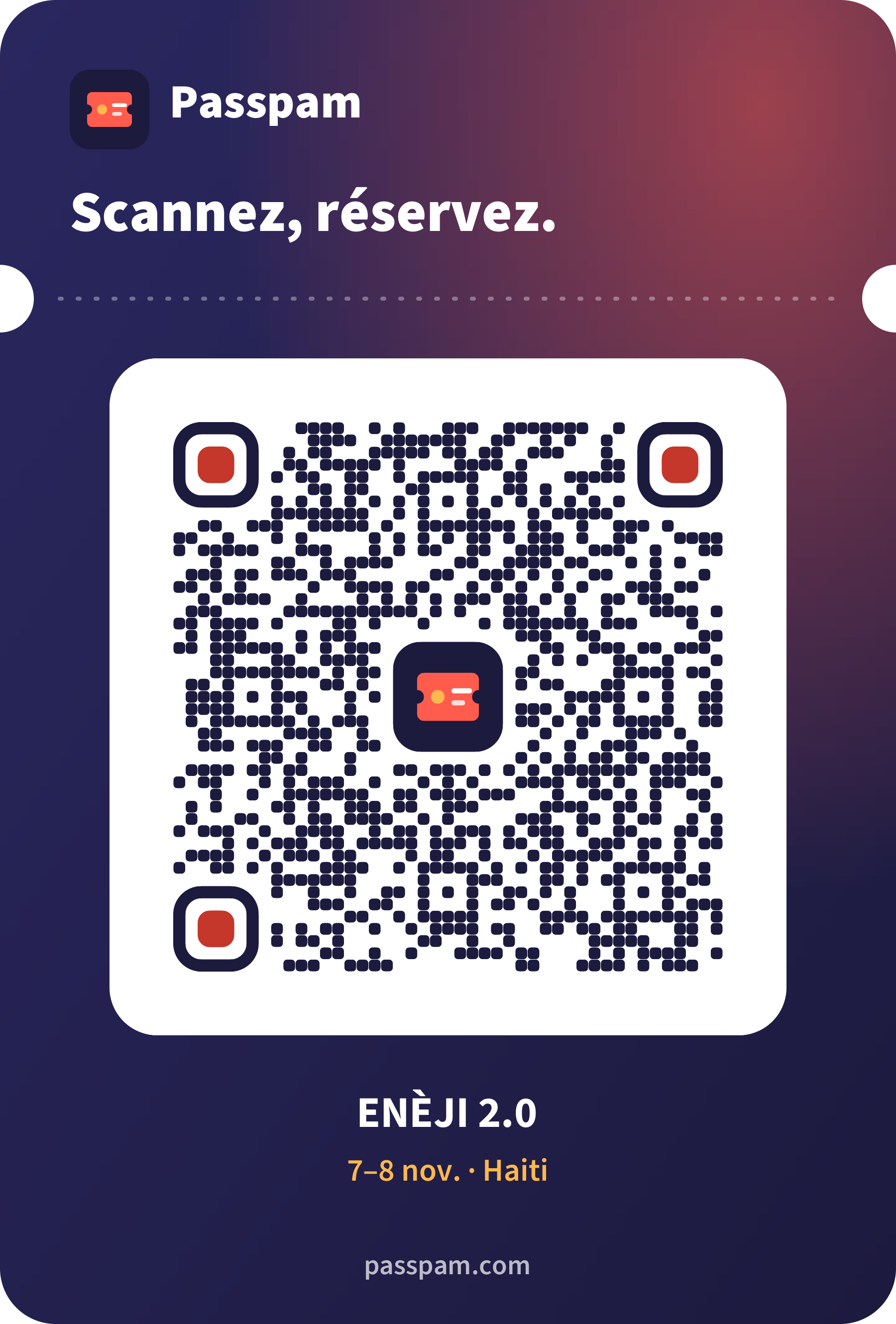 QR code de l’événement, à scanner pour réserver