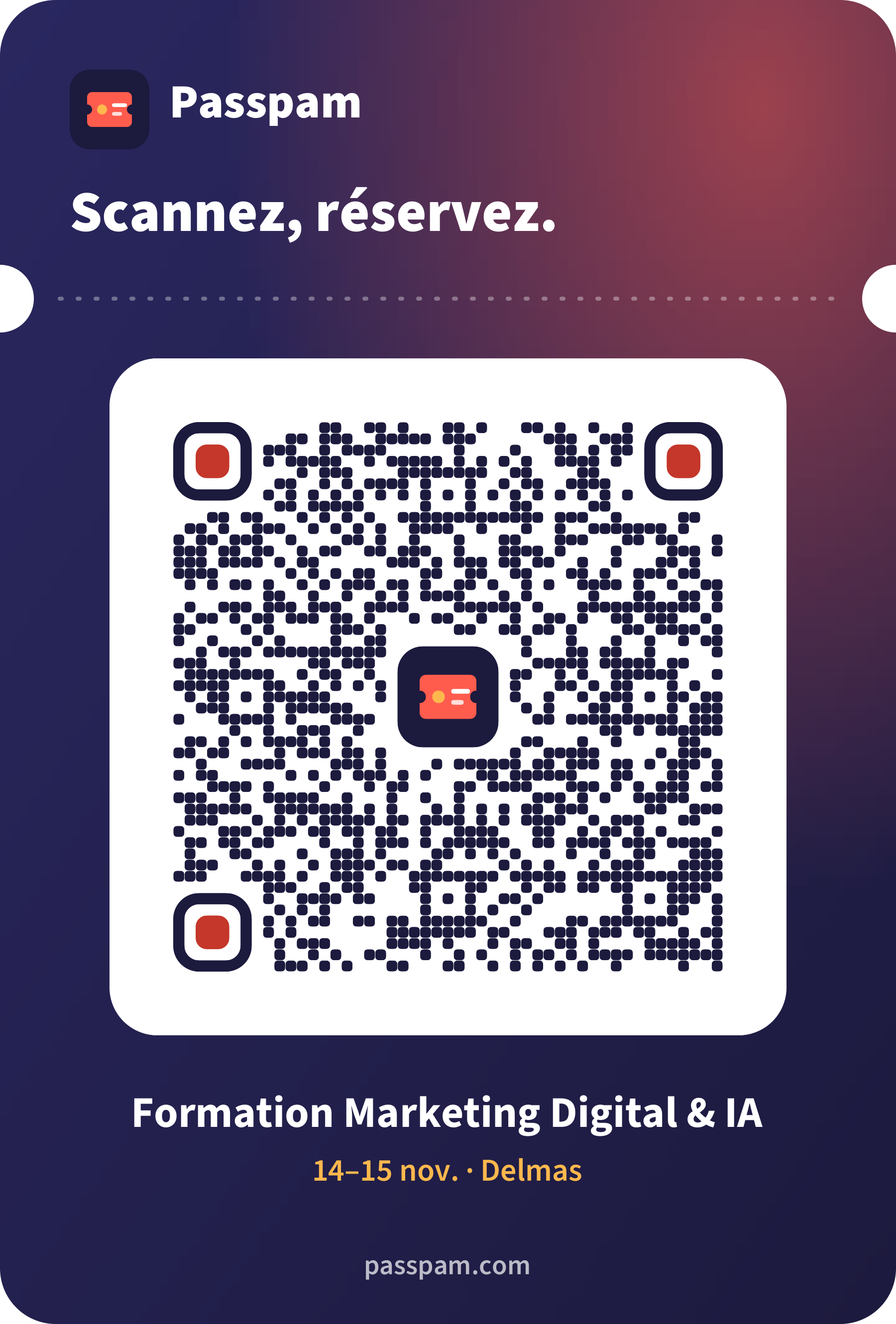 QR code de l’événement, à scanner pour réserver