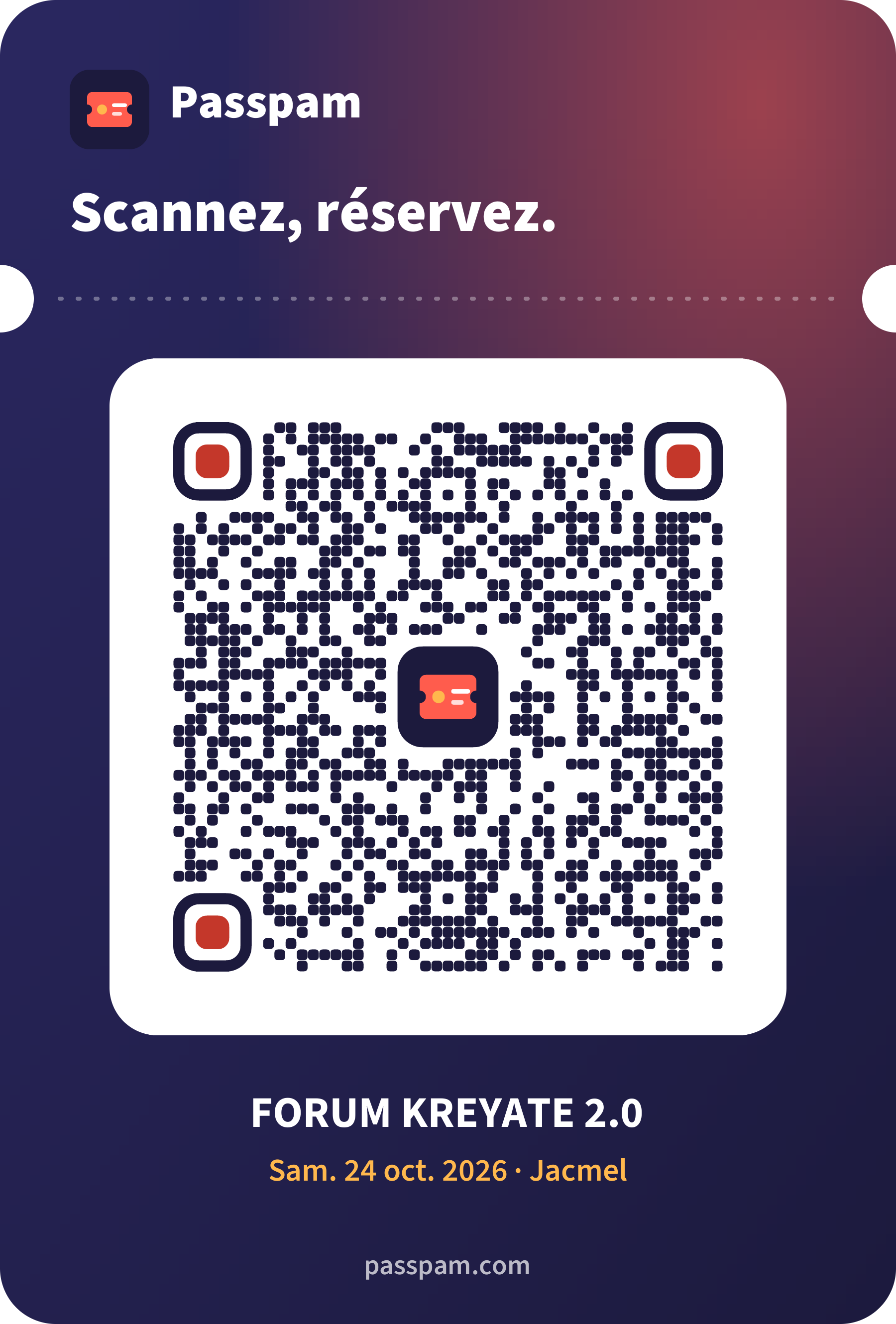 QR code de l’événement, à scanner pour réserver