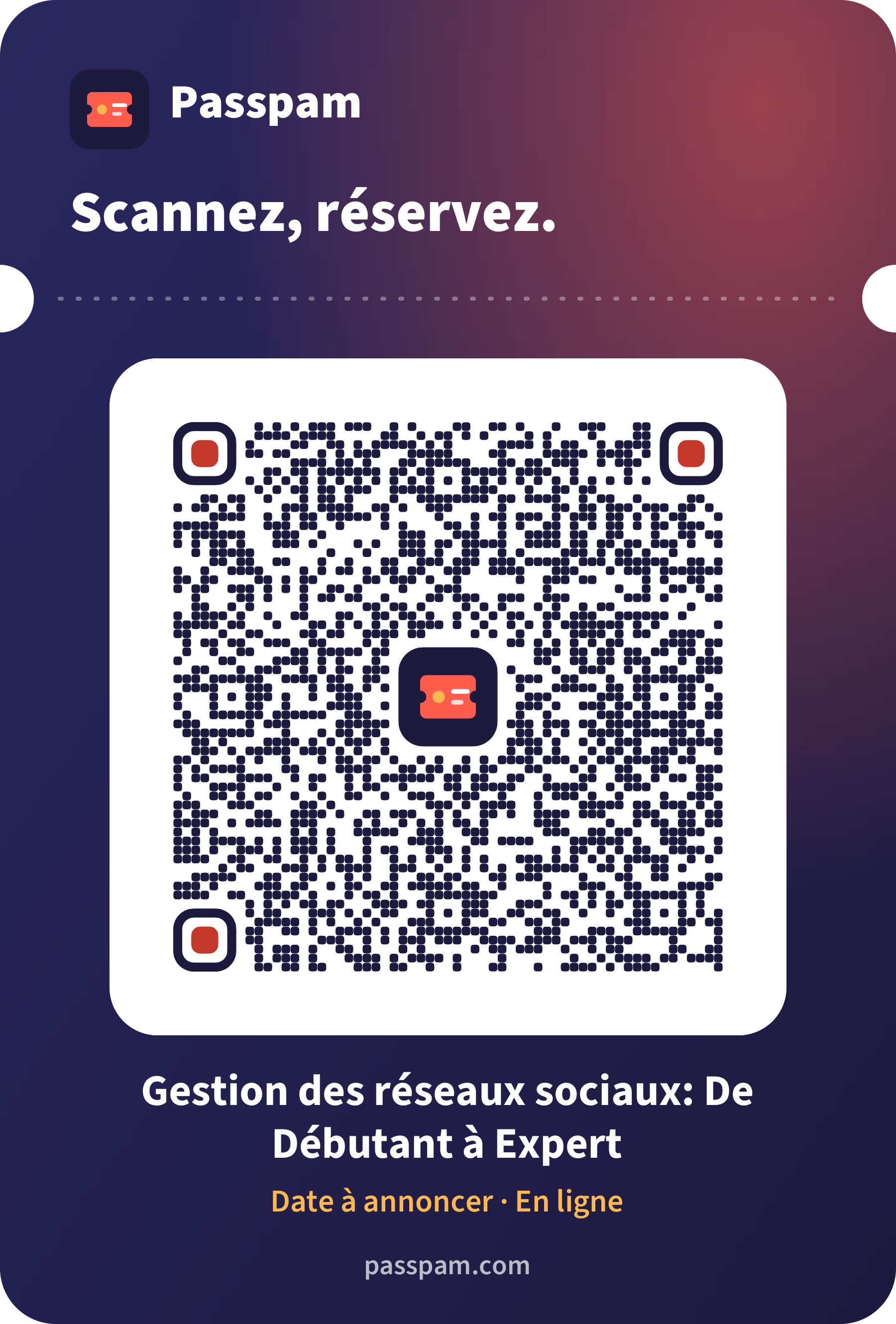 QR code de l’événement, à scanner pour réserver