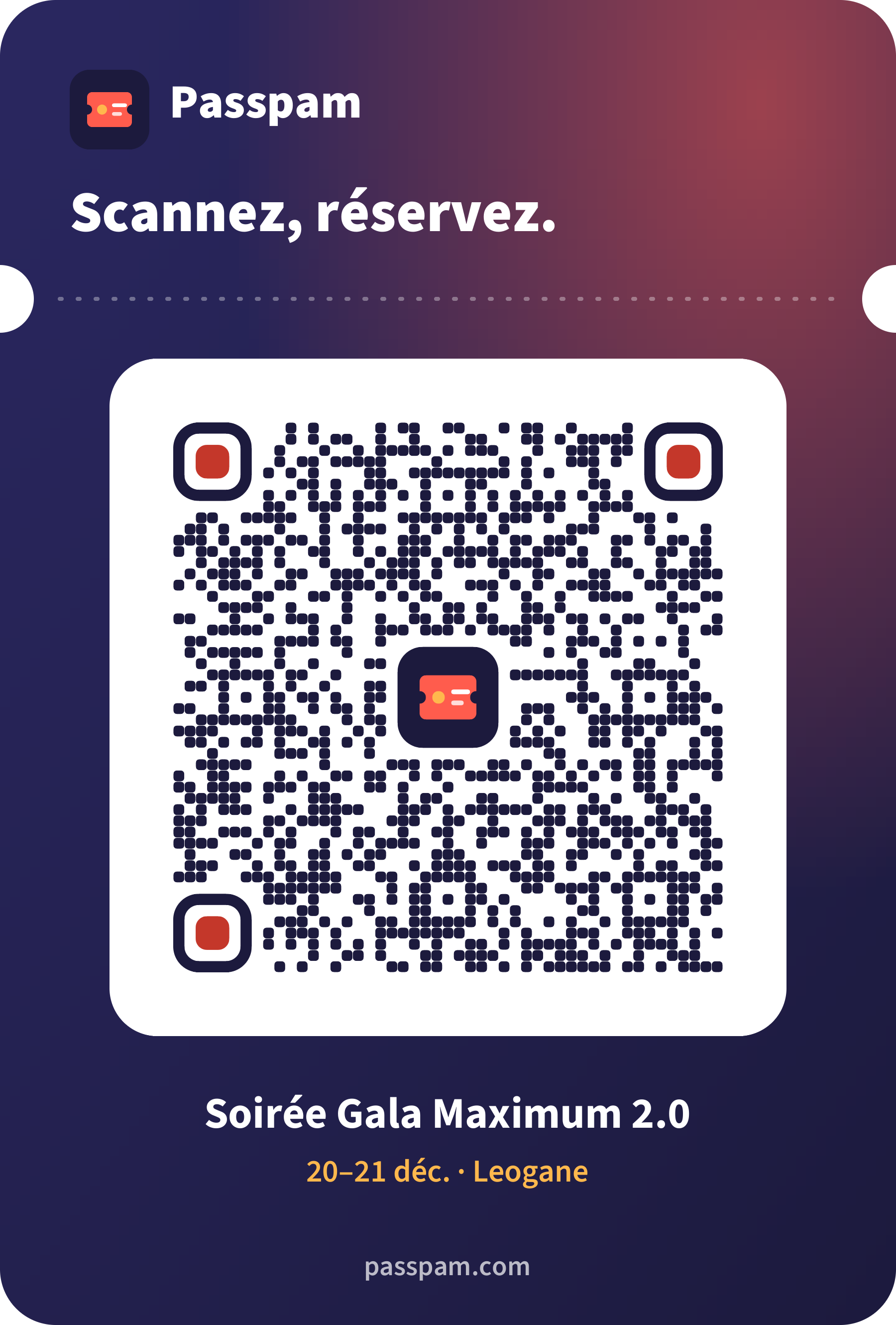 QR code de l’événement, à scanner pour réserver